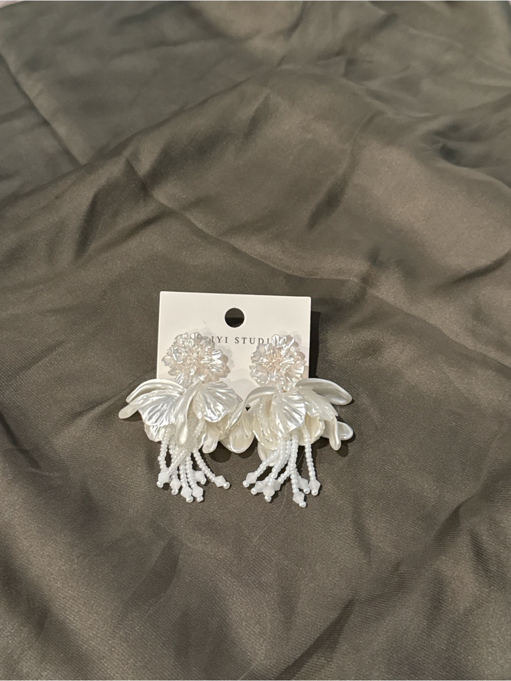 Floral Statement Earrings in White brand New